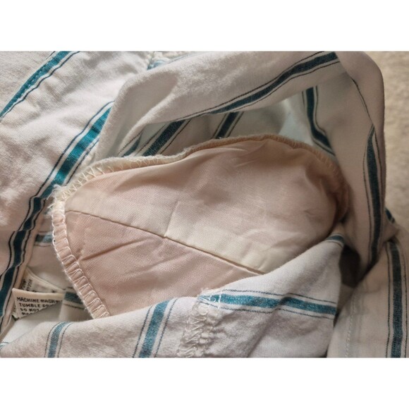 Diane von Furstenberg Vintage 90s Womens Button Down Shirt Green Stripe Sz M - Picture 4 of 5